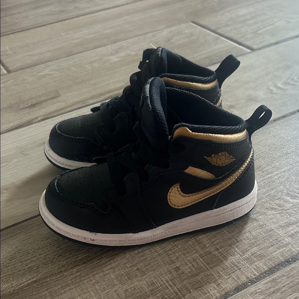 Nike Kids Black and Gold High-Top Sneakers